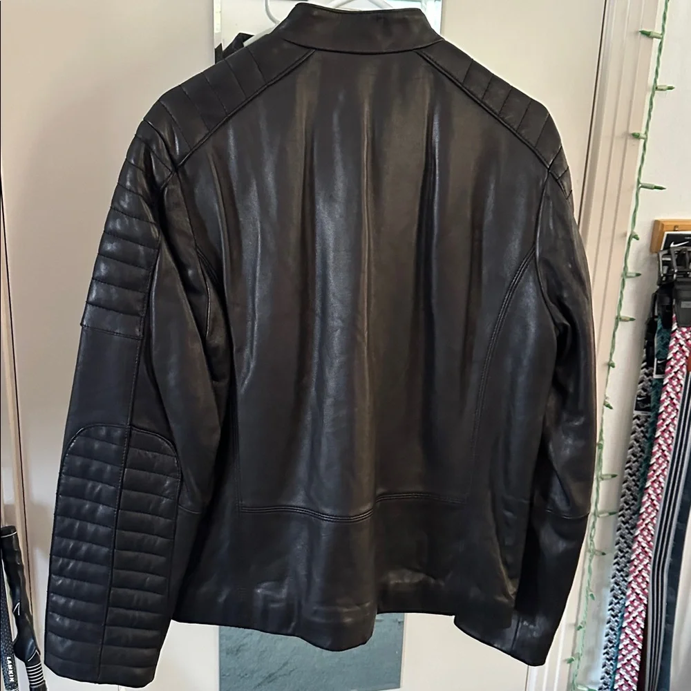 Andrew Marc New York Black Leather Sander Bomber Jacket Small New w Tags - Picture 2 of 7